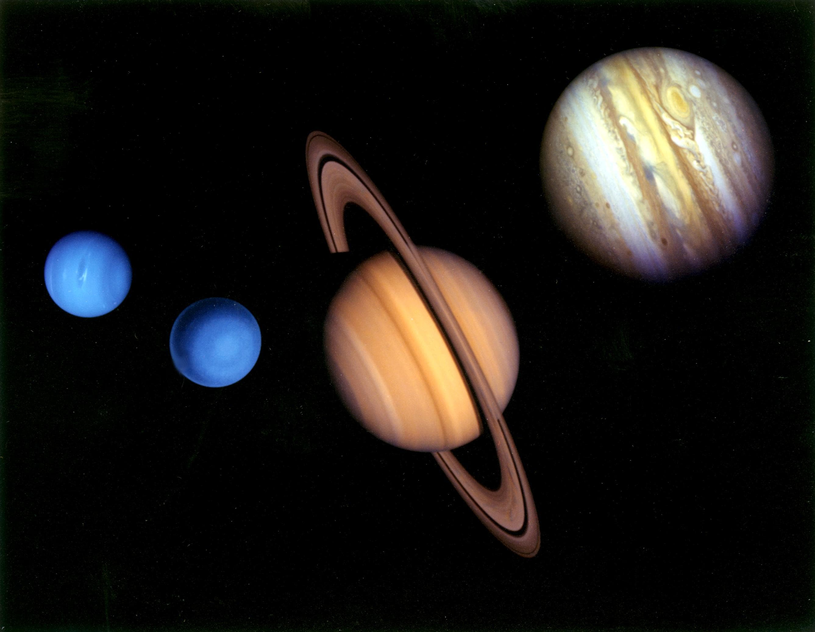 Voyager tour montage prepared from images captured by the Voyager spacecraft.